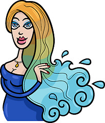 Image showing woman cartoon illustration aquarius sign