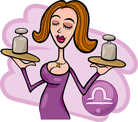 Image showing woman cartoon illustration libra sign