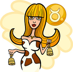 Image showing woman cartoon illustration taurus sign