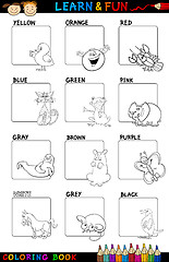Image showing primary colors cartoon set for coloring