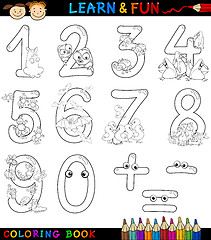 Image showing numbers with cartoon animals for coloring