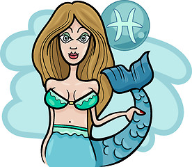 Image showing woman cartoon illustration pisces sign