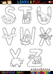 Image showing Cartoon Alphabet with Animals for coloring