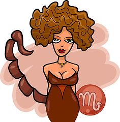 Image showing woman cartoon illustration scorpio sign