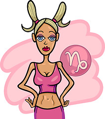 Image showing woman cartoon illustration capricorn sign