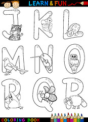 Image showing Cartoon Alphabet with Animals for coloring