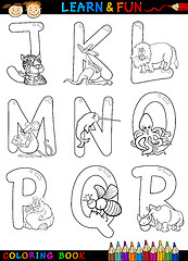 Image showing Cartoon Alphabet with Animals for coloring