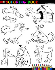 Image showing Cartoon Dogs for Coloring Book or Page