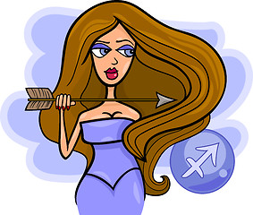 Image showing woman cartoon illustration sagittarius sign