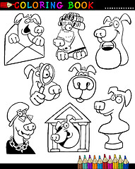 Image showing Cartoon Dogs for Coloring Book or Page