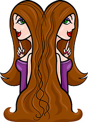 Image showing women cartoon illustration gemini sign