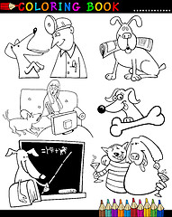 Image showing Cartoon Dogs for Coloring Book or Page