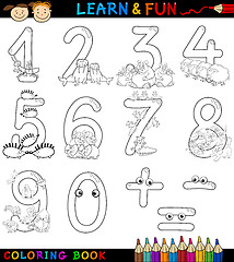 Image showing numbers with cartoon animals for coloring