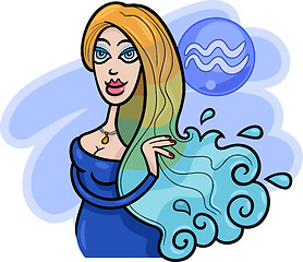 Image showing woman cartoon illustration aquarius sign