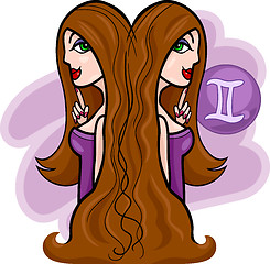 Image showing women cartoon illustration gemini sign