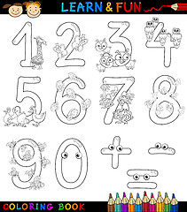 Image showing numbers with cartoon animals for coloring