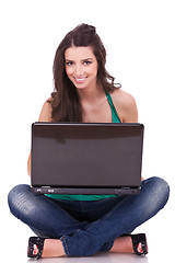 Image showing seated woman with laptop