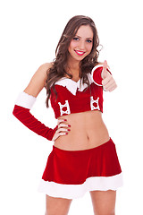 Image showing young santa woman with ok gesture