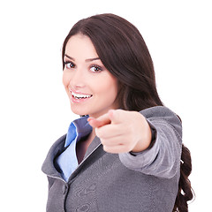 Image showing business woman pointing her finger 