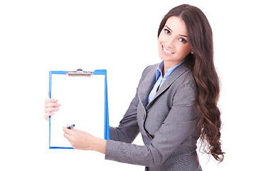 Image showing  woman showing a contract to sign