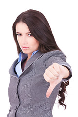 Image showing business woman with thumb down