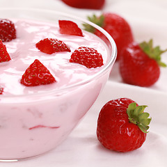 Image showing Fresh Yogurt with strawberries