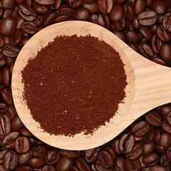 Image showing Coffee on a wooden spoon