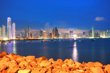 Image showing Panama City, city center skyline and Bay of Panama, Panama, Cent