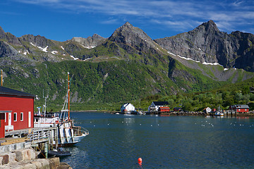 Image showing Lofoten fishing harbor
