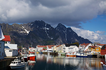 Image showing Fishing harbour in Henningsvaer