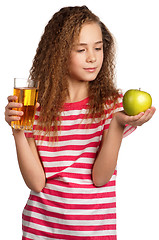 Image showing Girl with apple juice