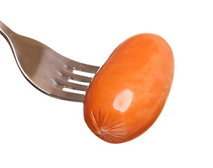 Image showing Sausage on fork