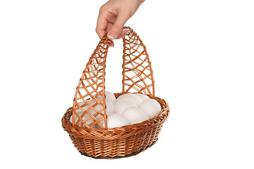 Image showing Basket with eggs