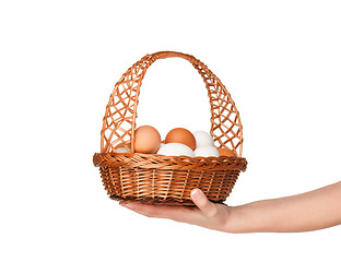 Image showing Basket with eggs