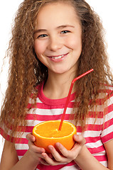 Image showing Girl with orange juice