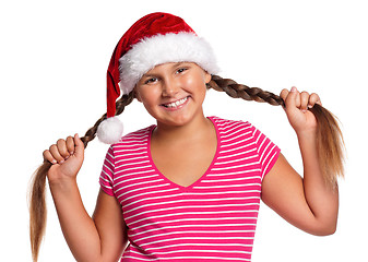 Image showing Girl in Santa hat