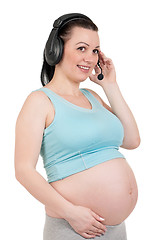 Image showing Pregnant with headphones