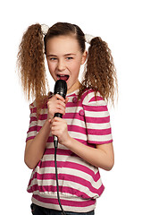 Image showing Girl with microphone