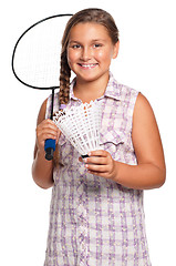 Image showing Girl playing badminton