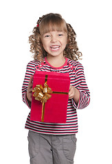 Image showing Little girl with gift box