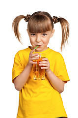 Image showing Girl with apple juice