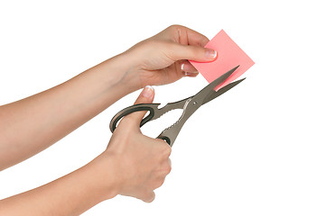 Image showing Hand with scissors