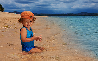 Image showing toddler sitting in the water