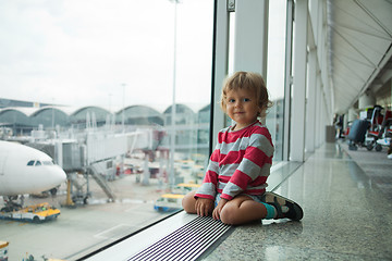 Image showing happy little kid in airport
