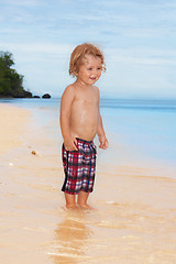 Image showing happy kid on the beach