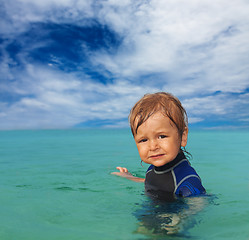 Image showing cute kid in wetsuit