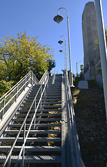 Image showing Long stairwell in the city.