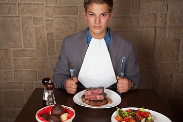 Image showing eat a beef steak