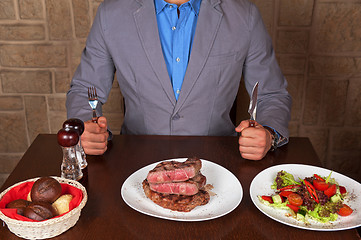 Image showing eat a beef steak