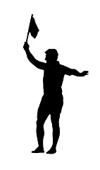 Image showing Sport Silhouette - Rugby Football Assistant Referee Holding Flag